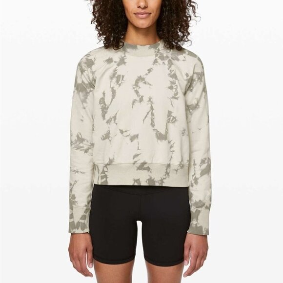 Lululemon Ready to Roll Crew Shibori Dove Grey Cement Grey sweatshirt sz Medium - Picture 1 of 13